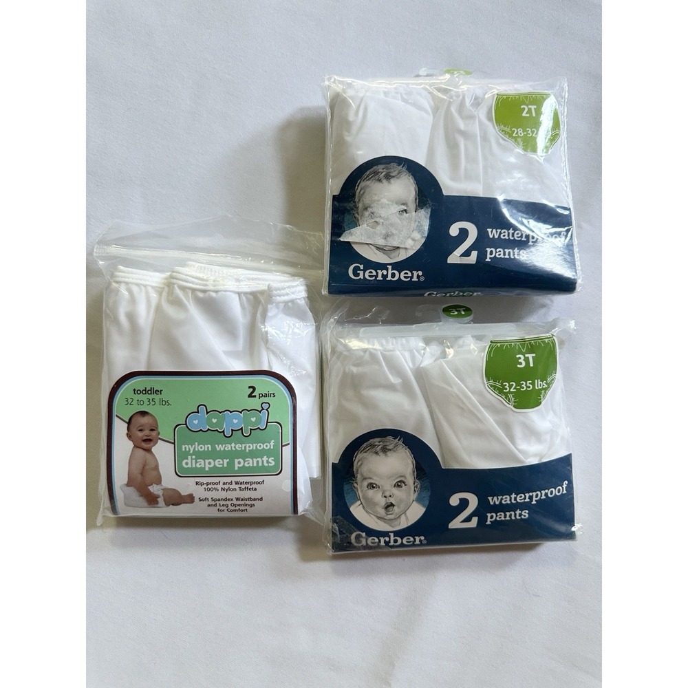 2 New Gerber Waterproof Pants 2T (28-32 Lbs) 3T 32-35 lbs White Toddler & Dappi
